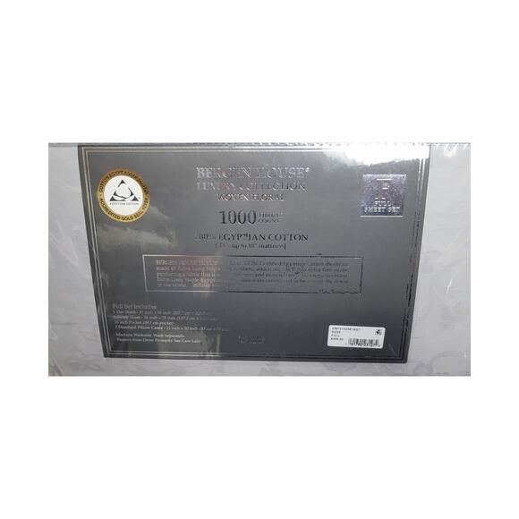 AQ Textiles Bergen House Floral Vine 1000 Thread Count 4-Pc. Sheet Set, Full - Picture 4 of 4